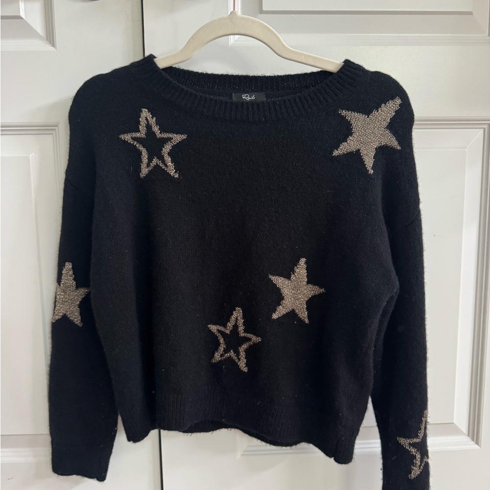 Rails Black and Silver Star Crew Neck Sweater